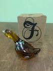 Fenton Goose Autumn Gold Hand painted And Signed  Original Box