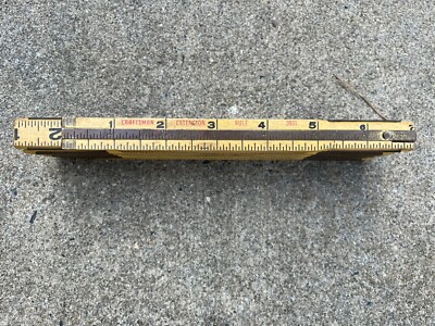 Vintage CRAFTSMAN Extension Rule 3931 PR Wood & Brass Folding 72''