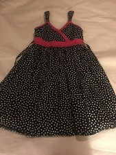 Girls Size 10 Emily West Black White Polka Dot Sundress Sun Dress Pink Accent
