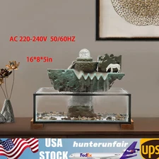 Indoor Resin Glass Fish Tank Waterfall Feng Shui Good Luck Wealth Fountain Decor