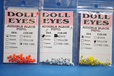 Doll Eyes Ø 3 mm 36 Stück Wapsi Wackelaugen Made in Japan 3 Farben Doll Eyes