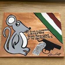 HENRY HILL GOODFELLA ORIGINAL 11 X 15  BEING A GANGSTER PAINTING, MOB ART