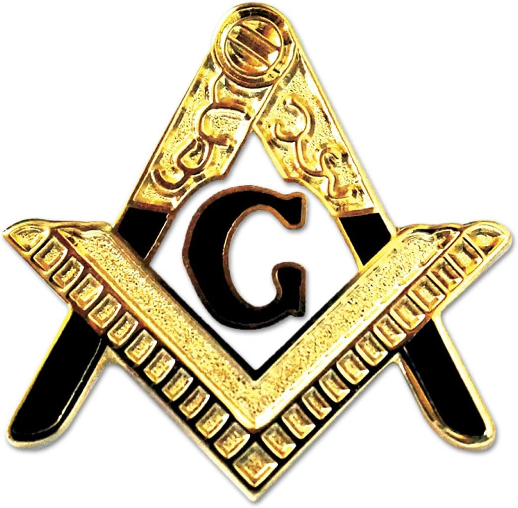 Entered Apprentice Square & Compass Masonic Lapel Pin Gold & Black][1'' Tall