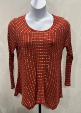 New Directions ladies size L knit top with stripes. Made in the USA.