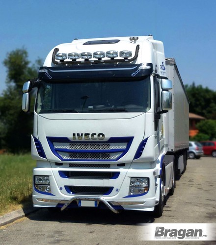 Roof Bar + Flush LED + LED Spot Bar x3 For Iveco Stralis Active Space Time BLACK - Picture 10 of 12