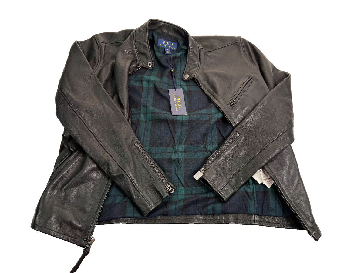 Polo Ralph Lauren Lambskin Cafe Racer Jacket In Black Men`s Polo Ralph Lauren Lambskin Cafe Racer Jacket In Black Men`s
