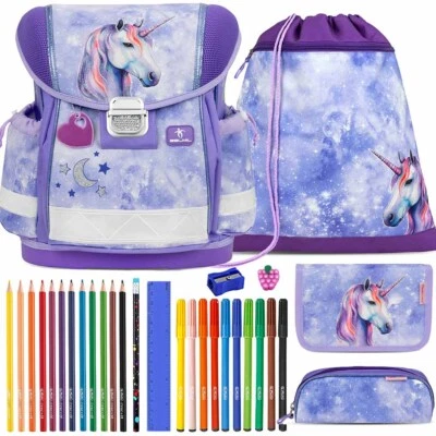 Belmil Schulranzen Set Classy Unicorn Mystic Luna Einhorn gefüllt Belmil Shop