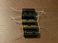 5pc Electrolytic Capacitor Axial 2000hr +105℃ RoHS 82uF 450V φ18x41mm Supertech