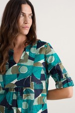 Seasalt Women's Regular Op Art Organic Cotton Tunic Top Penwith Abstract Emulsio