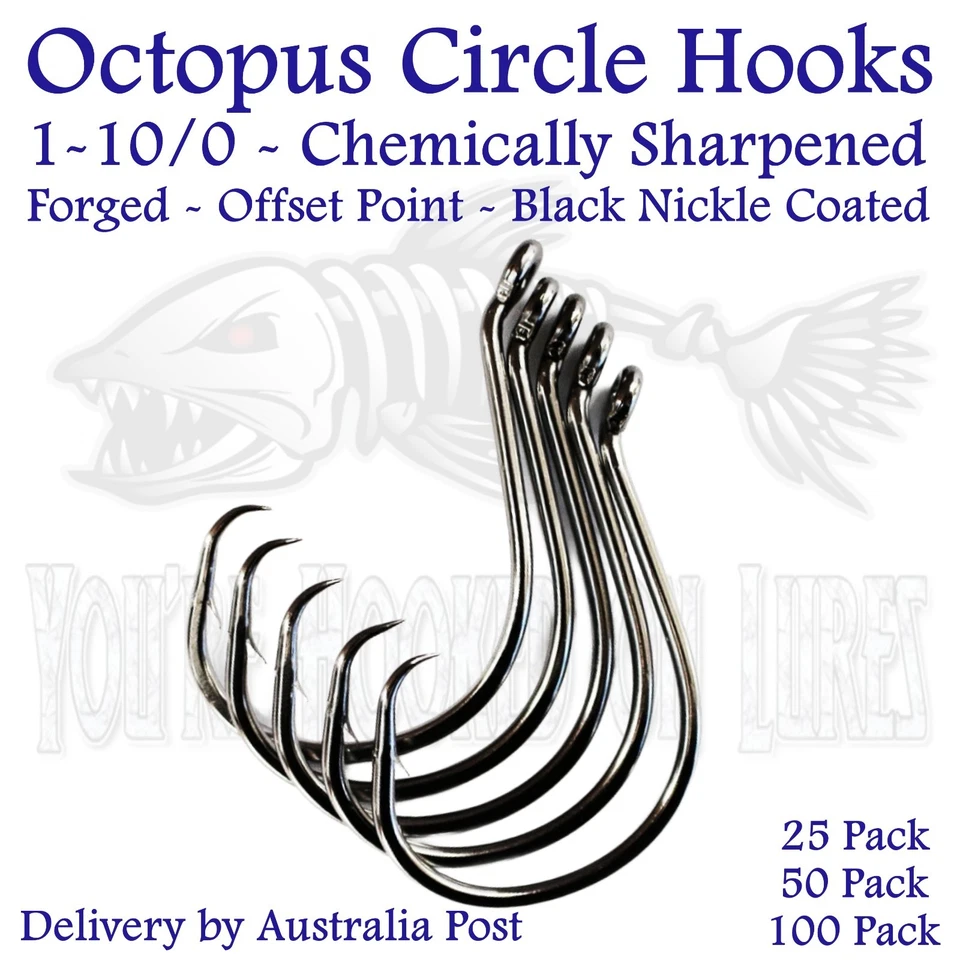 50/100pcs Octopus Circle Fishing Hooks Chemically Sharpened Hooks Fishing 7385 - image 3 of 3