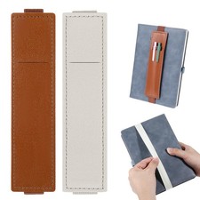 2Pcs Elastic Pen Holder for Notebook, Adjustable Pen Sleeve Pouch, PU Leather...