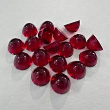 G83 Vintage glass cabochons 11mm round ruby hicut 7.1mm high unfoiled 18