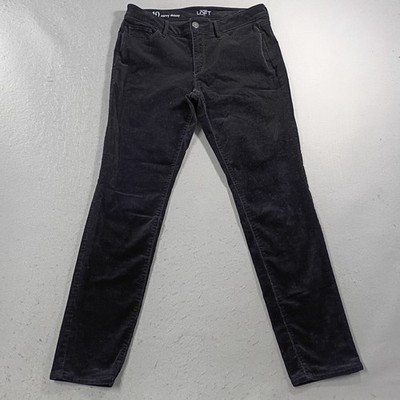 Ann Taylor Loft Corduroy Pants Women 10 Black Curvy Fit Skinny High Rise Stretch