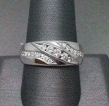 2Ct Round Cut White Moissanite Men's Wedding Band Ring 14k White Gold Plated