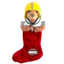 Green Bay Packers Team NFL Teddy Bear Stocking Plush With Helmet 1997