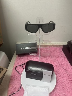 CHANEL Women s and men s Black Square Full Rim Plastic Eyeglass Frames w/ Case