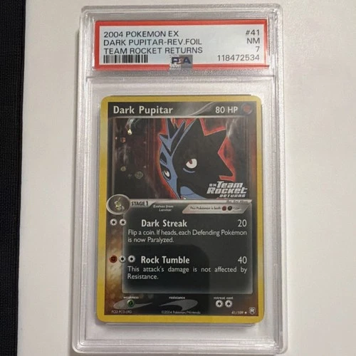 Pokémon Dark Pupitar EX Reverse Holo PSA 7 41/109 Team Rocket Returns 2004