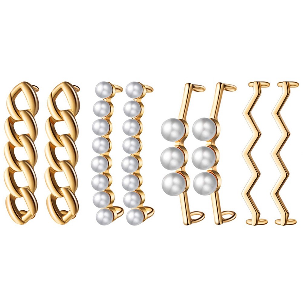 APL 8 Pezzi Clip per Lacci in Metallo per Scarpe da Ginnastica Perle Fintetiche Scarpezu9039