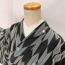 Fine Pattern Washable Kimono Floral Design Sleeve 67.7cm Length 165.5cm Japan