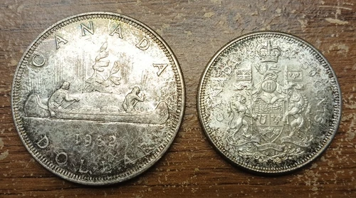 1962 Canada Silver Dollar and Halfdollar FROM PROOF SET