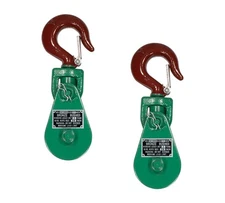 (2 Pack) Snatch Block with Hook WLL 2 Ton 3" Sheave 3/8 Inch Wire Rope Rollback