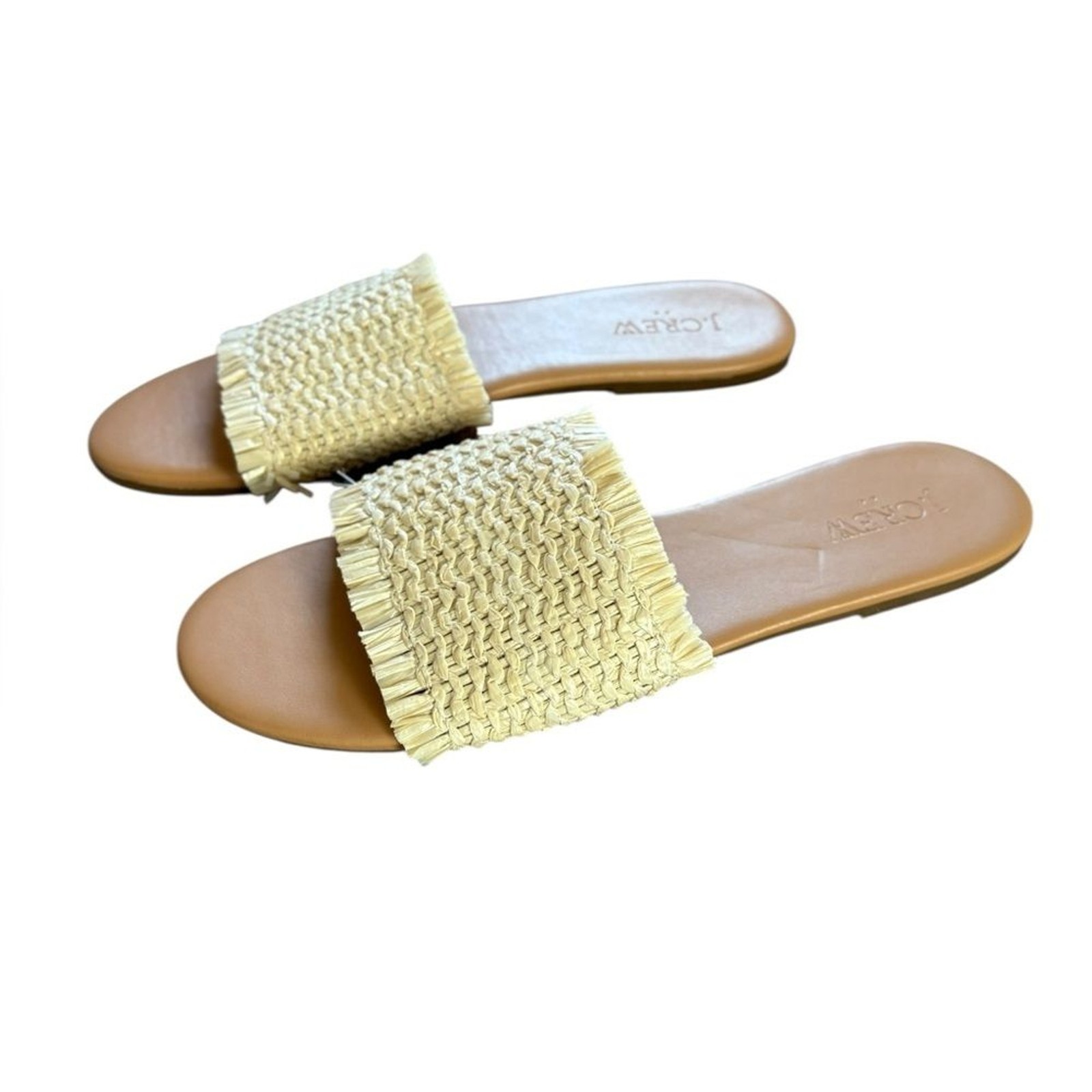 J CREW Raffia Slide Sandals In Natural Color Womens Size 7