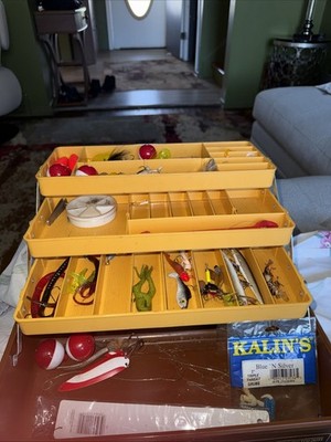 Vtg Old Pal Woodstream Brown Tackle Box Mark lll With Tackle USA