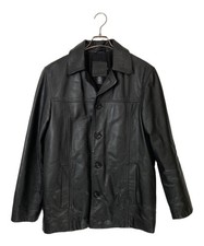 J.CREW Leather car coat Size: S Black Leather 100 Men Authentic by JAPAN