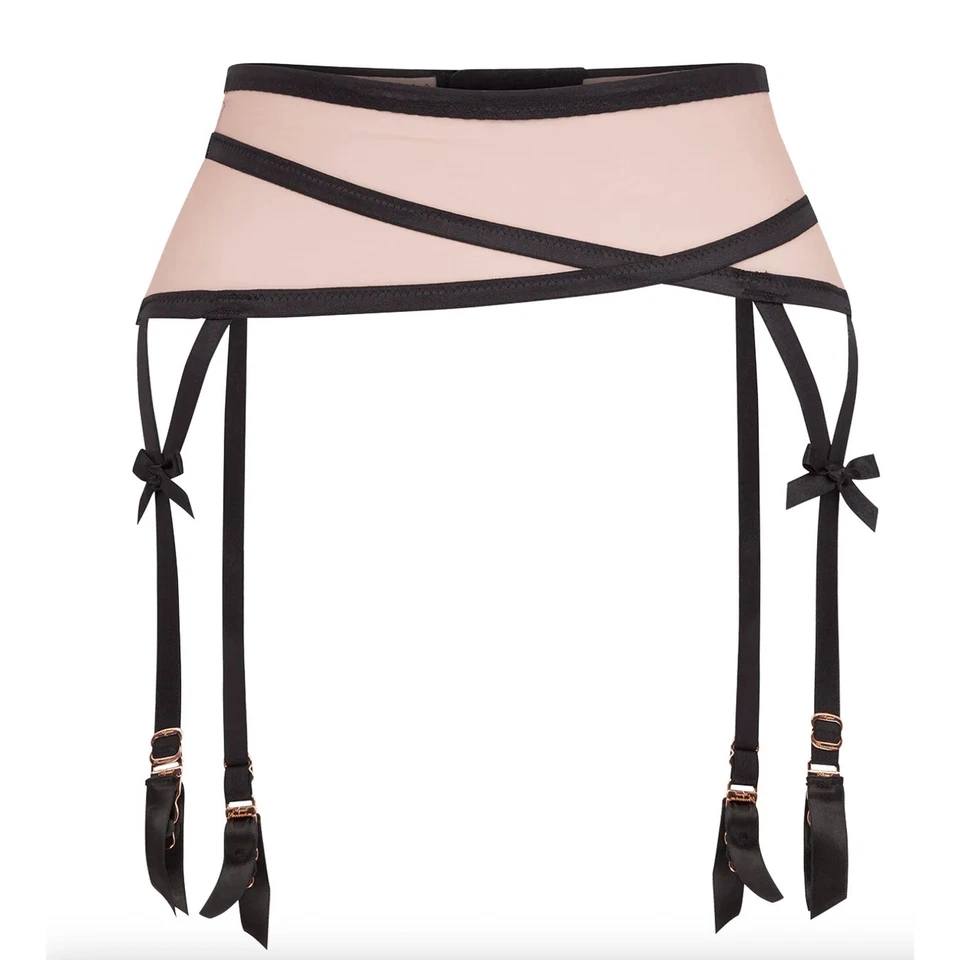 Agent Provocateur Lorna Thong/Suspenders Set Black Pink Size 2/3 - Image 3 of 4