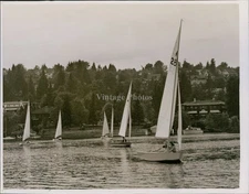 1941 Photo Flatty Sailboats Lovely Hill Several Large Historic Homes Boat 7X9