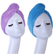 Microfiber Hair Turban Towel Wrap - Super Absorbent Drastically Reduce Hair D...