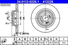 2x ATE Bremsscheibe 24.0112-0226.1 für MERCEDES KLASSE W177 CLA C118 V177 Sports