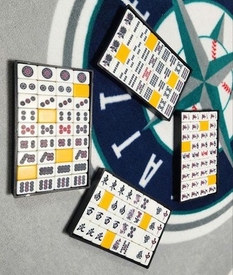 Mahjong Fliesen Set Komplett Koffer Scoring Sticks Würfel Red Fives Japan Tra...