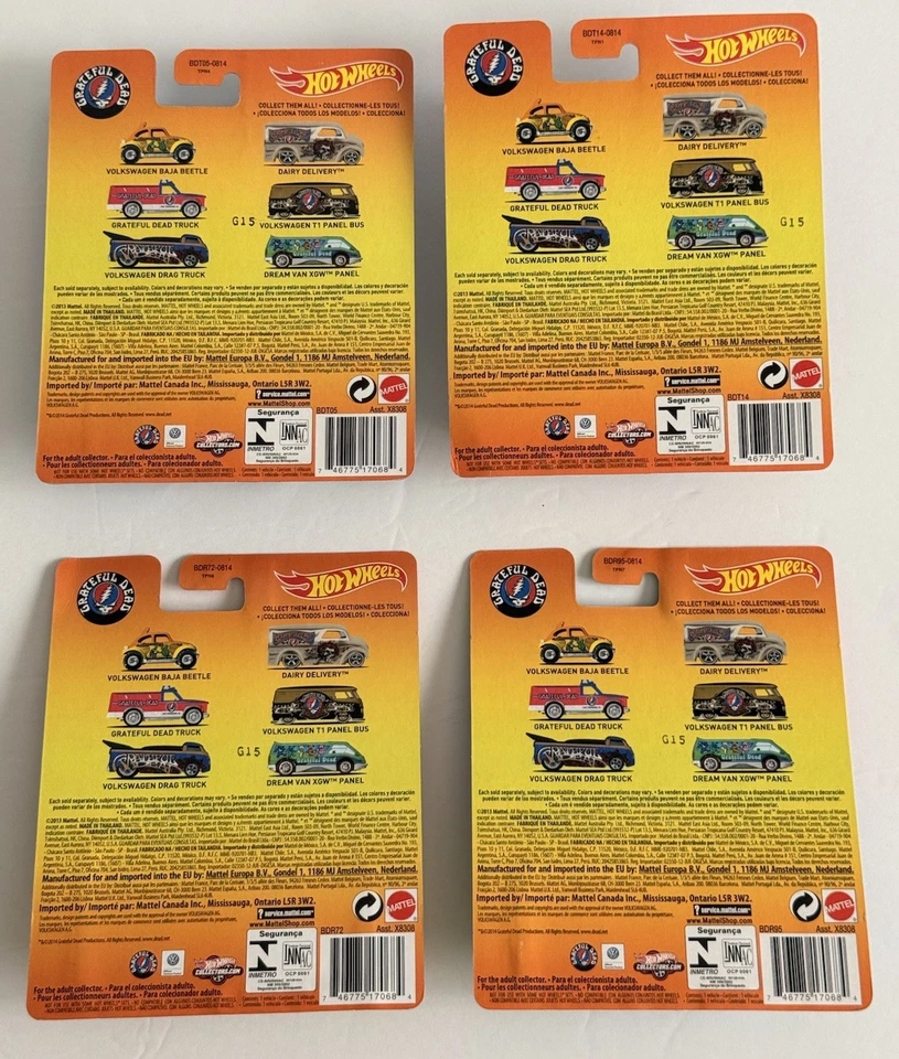 Hot Wheels Metal Grateful Dead 2013 POP CULTURE Full Set 4Car ROCK New - Image 2 of 4