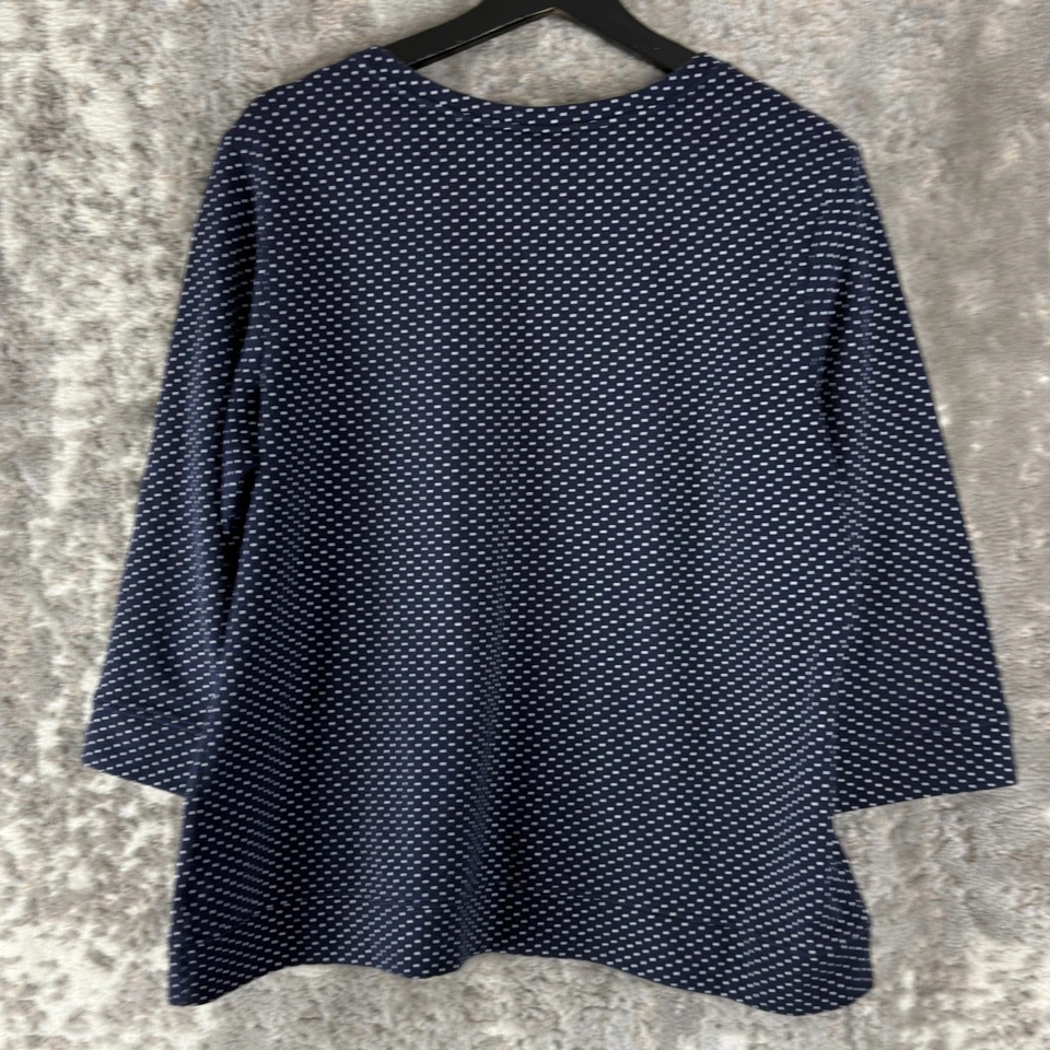 Croft Barrow Talla XL Lunares Informal Top Azul Marino Manga 3/4 Pullover Botón Foto 4 de 4