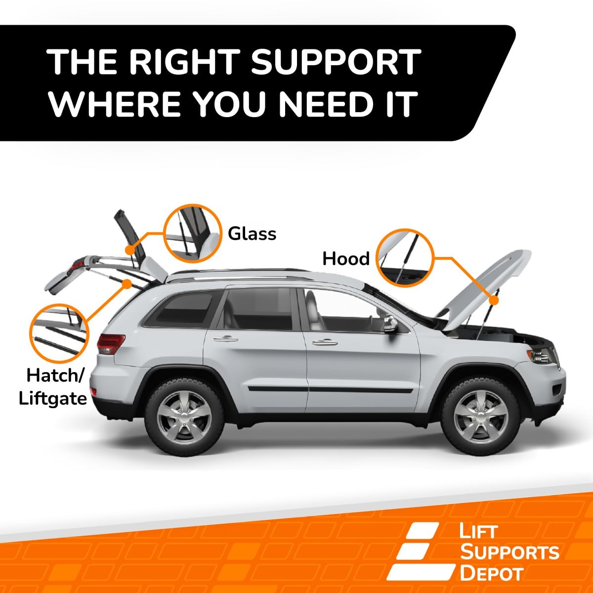 Qty 1 Fits Maserati Levante 17 to 23 Left Hatch Liftgate Trunk Lift Support