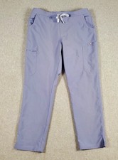Figs Scrubs Yola High Rise Slim Pants Womens M/P Med Petite Vapor Blue Space Dye