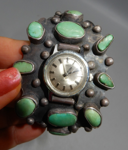 TIMEX Electric C Cell Uhr mit Indianer TÜRKIS Sterling Armband Manschette