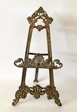 Vintage Baroque Brass Art Easel Display 15 1/2”
