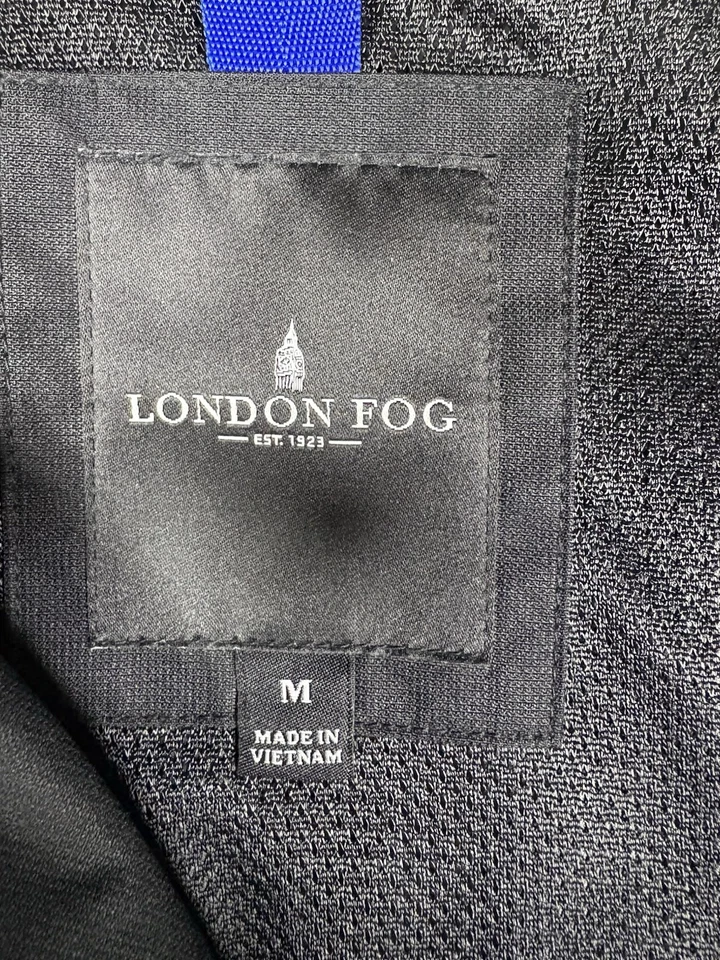 Jaqueta masculina London Fog preta média zíper completo com bolsos - Imagem 2 de 4