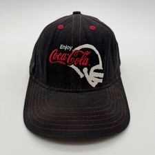 Vintage Coca-Cola NFL Hat Capstone Snapback Black Red Stitching Made in USA