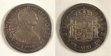 1798 Spain Carolus IIII Charles III Silver Coin Bolivia 8 Reales Mint Mark PTS