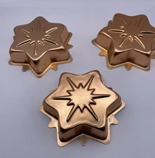 3 Vintage Copper Colored Aluminum Starburst Snowflake Baking Jello Molds