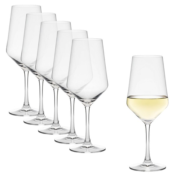 Kristall WeißWein Stiel Glas 6Er Set - 400Ml - Wein Kelch SpüLmaschine Kratzfest-image