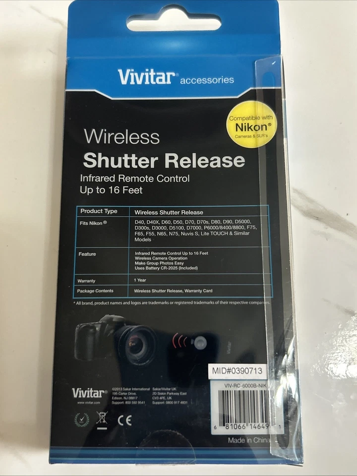 Vivitar VIV-RC-6000B-NIK Infrared Shutter Release, Black Nikon Shutter Release - Image 4 of 4