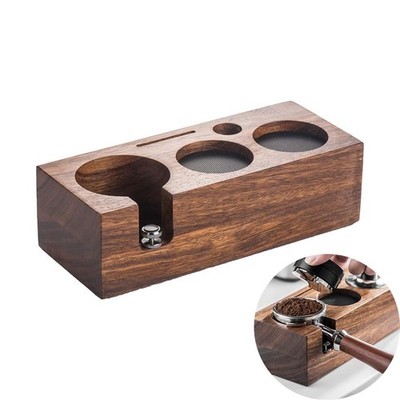 Stazione Di Pressatura Fleymu In Noce Per Caffè – 51/54 Mm, Altezza Regolabile, Cuscino Silicone, 5 Fori Per Accessori
