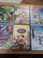 Bundle of 6 DVDs 4 Tom & Jerry,Walt Disney The 3 Musketeers,Stick Man.