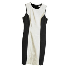 Calvin Klein Dress Womens 6 Black White Sheath Colorblock Sleeveless Office