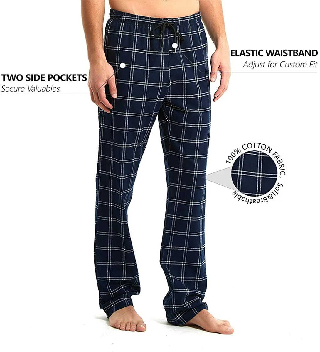 Mens Tall Pajama Pants 34/36/38 Long Inseam Plaid Lounge Pants