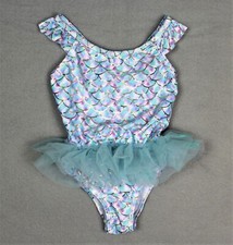 PRIMARK Girls Swimsuit Bathing Suit with Tulle Skirt Glitter Mermaid 98, 104